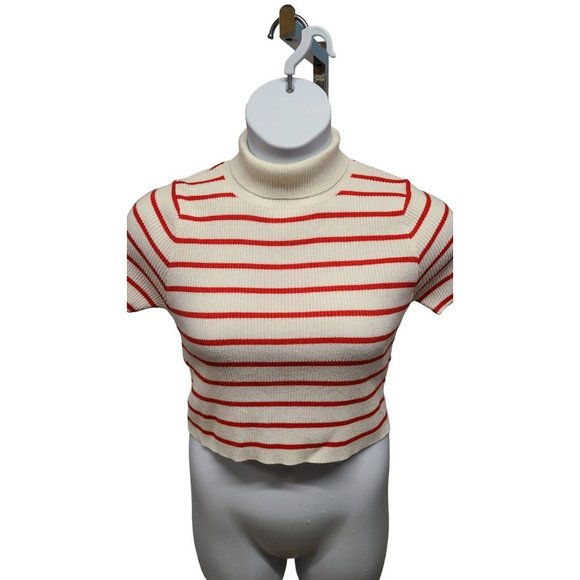 Callahan Knitwear Womens Size Small Cropped Lucy Turtleneck Sweater Stri… - Picture 4 of 7